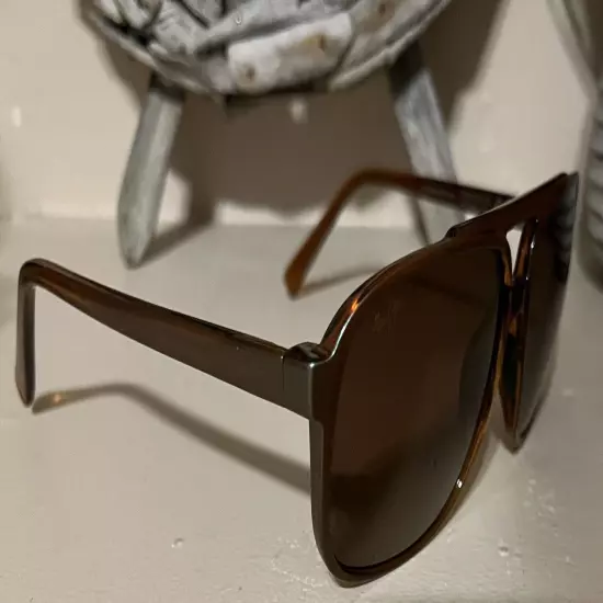 RARE Maui Jim "SILVERSWORD" 701-56 Brown w/ Iridescent Aqua Frames/Bronze Lenses