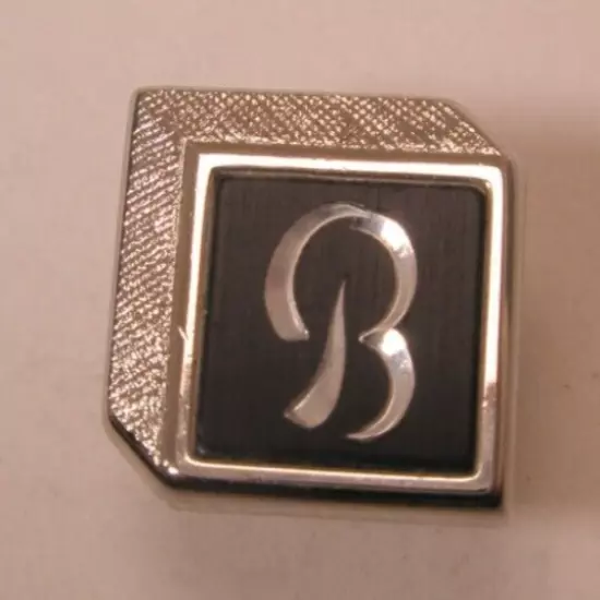 B Monogram Initial Letter Vintage SWANK Tie Tack Lapel Pin bob ben bill bart bur