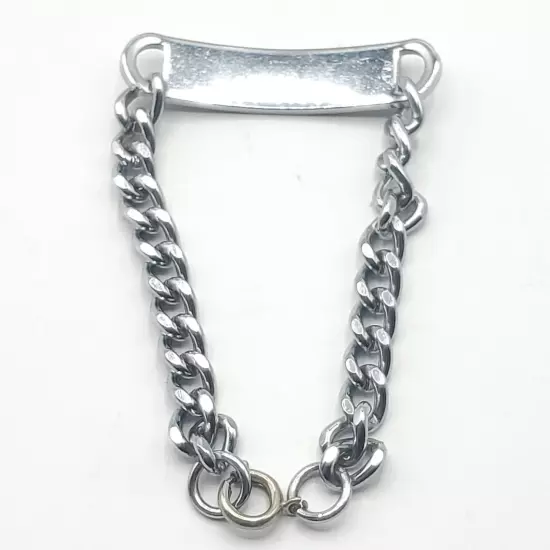 Stainless Steel Link Chain Bracelet Mens Silver Toned ID Panel 7.50 in. Length