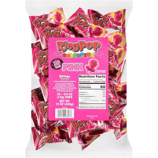 Individually Wrapped Pink Strawberry 30 Count Bulk Lollipop Pack – Strawberry Fl