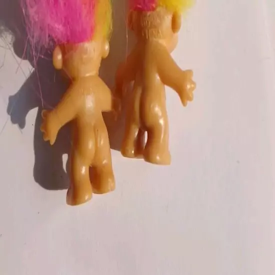 Russ Troll Doll Rainbow Hair Good Luck Dangle Earrings Vintage