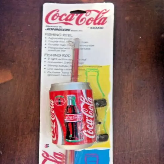 1995 COCA COLA CAN SHAPED FISHING REEL & ROD COMBO BY JOHNSON REELS UNOPENED