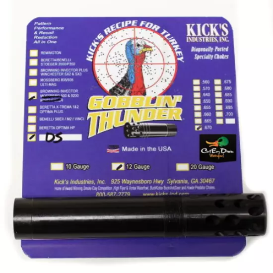 KICKS GOBBLIN THUNDER PORTED TURKEY CHOKE TUBE 12GA BROWNING INVECTOR DS A5 .670