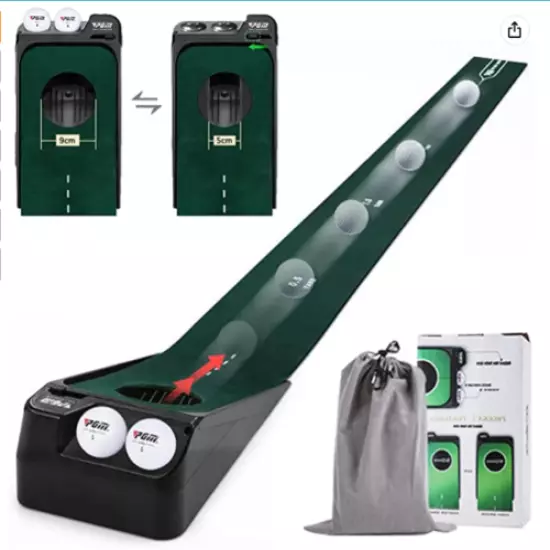 PGM Golf Putting Mat with Electric Ball Return Portable Indoor Putting Greengolf