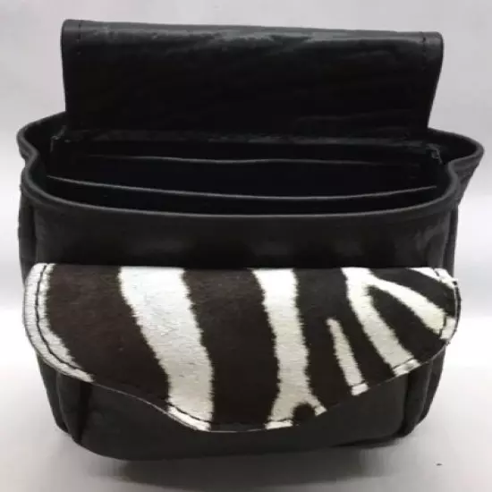 Real ZEBRA HIDE & BUFFALO SHOTGUN SHELL POUCH Skeet Sporting Clay Trap BLACK NEW