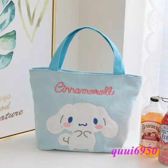 Women Girl My Melody Cinnamoroll Kuromi Handbag Tote Canvas Lunch Storage Bag