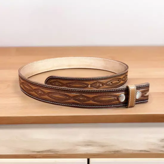 Western Belt Handmade Strap Men's Full Grain Leather No Buckle Cowboy Rodeo Belt