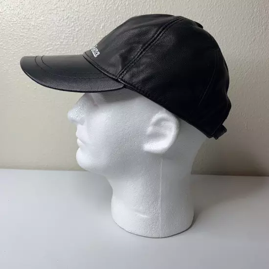 Mercedes Benz Black Leather Hat Cap Adjustable Size OS Vintage