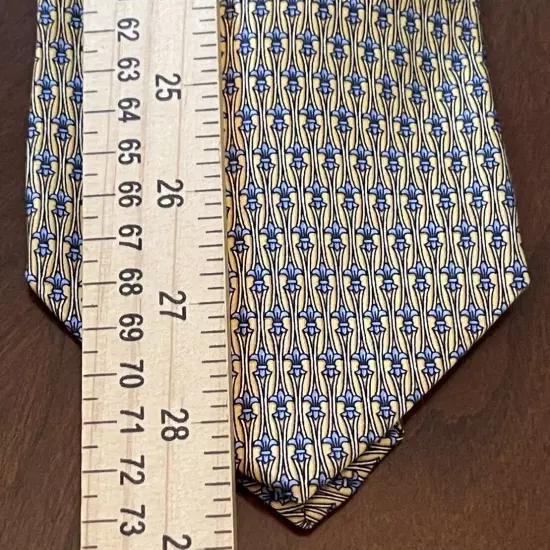 Beaufort Tie Rack Gold Blue 100% Silk Men’s Neck Tie Made In Italy