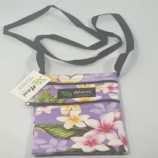 NANI ISLAND NIGHT BLOOMING BOUQUET LAVENDER IPHONE/PASSPORT BAG 7.5"Hx5"W NEW 