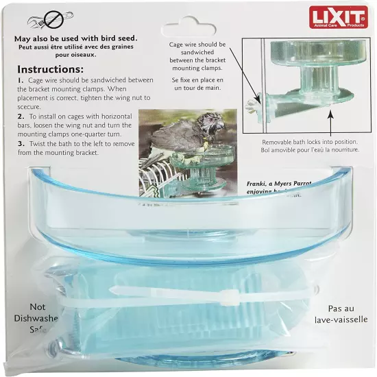 Lixit Quick Lock Bird Cage Bath for Lovebirds, Canaries, Finches, Parakeets