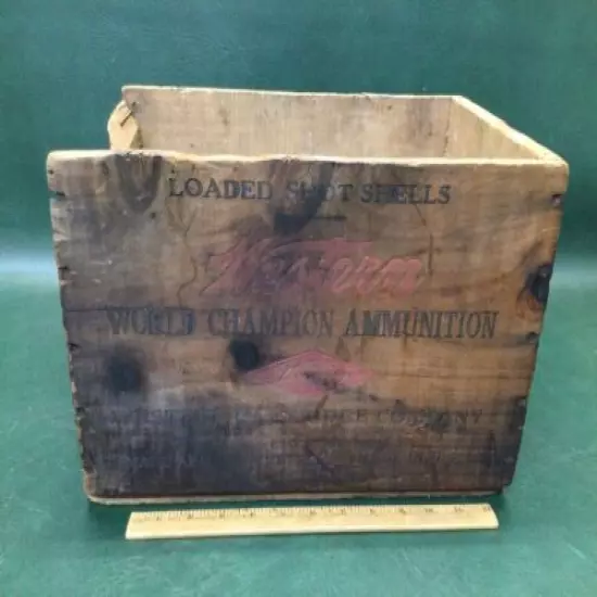 Vintage WESTERN 12 GA. Shotgun Shells Wooden Crate Ammo Box