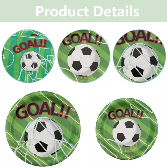 Soccer Party Supplies Serves 50, Paper Dinner Plates, Dessert Plates and Napkins