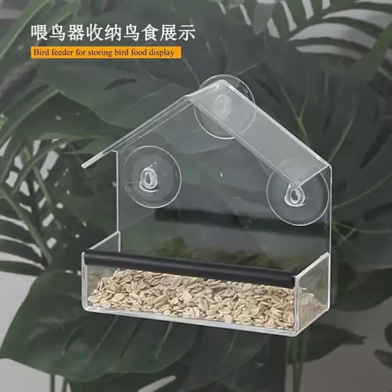 Window Bird Feeder Weatherproof Clear Bird House with Strong Suction Cups