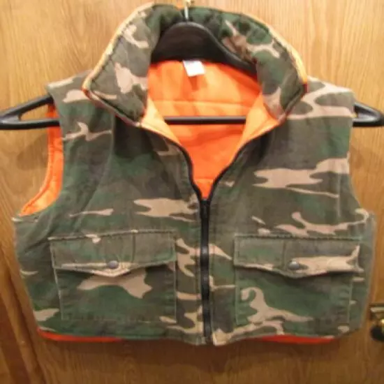 SPORTS AFIELD CAMOUFLAGE / ORANGE REVERSIBLE INSULATED HUNTING VEST SZ S