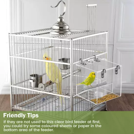 Automatic Bird Feeder Clear Acrylic Bird Cage Feeder No Spill Bird Feeder._