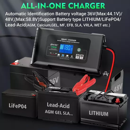 Golf Cart Charger with EZ-GO TXT plug, 36V 18A 48V 13A lifepo4 lithium Charger