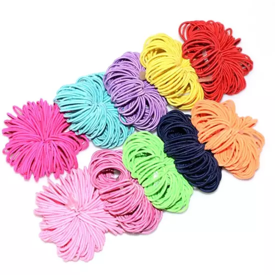 100Pcs Girls Kids Elastic Rubber Hair Bands Ponytail Holder Head Rope Ties DIY*