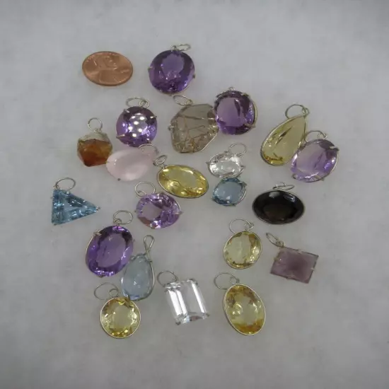 Estate Find 29 Pcs Lot Faceted Gemstones-Amethyst-Quartz-Citrine -Etc