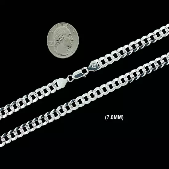 SOLID 925 Sterling Silver DIAMOND CUT CURB Chain, Cuban Link Necklace Bracelet