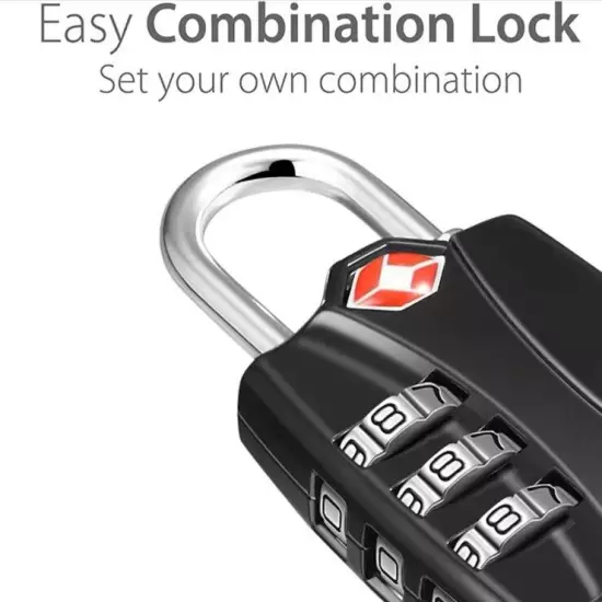 High Security TSA Approved Luggage Lock - 3 Digits Combination - Resettable