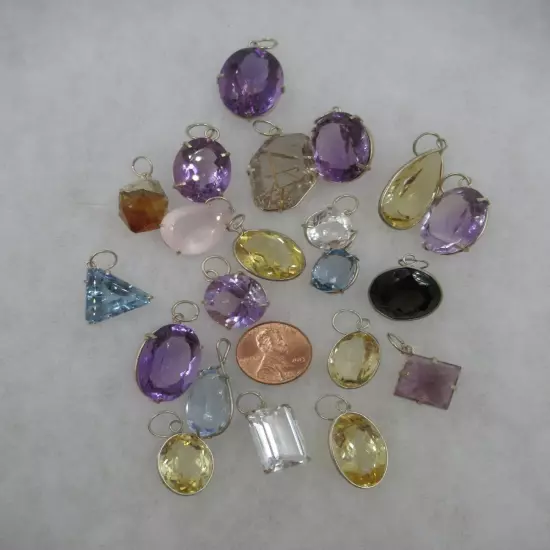 Estate Find 29 Pcs Lot Faceted Gemstones-Amethyst-Quartz-Citrine -Etc