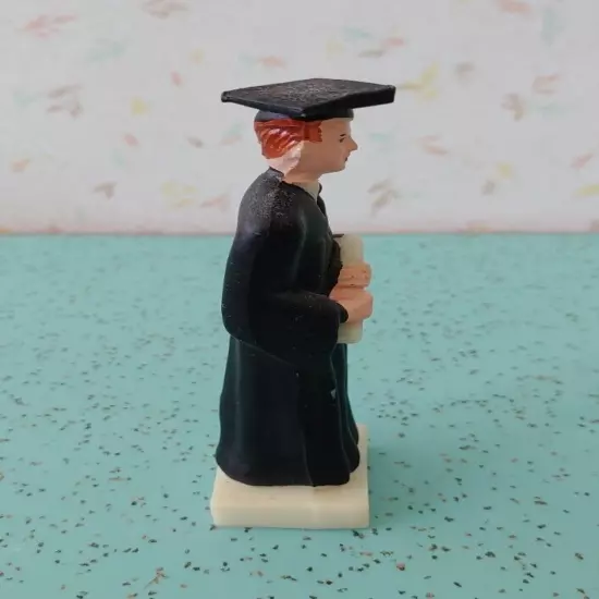 Vintage Graduation Cake Topper Male Graduate Cap And Gown 