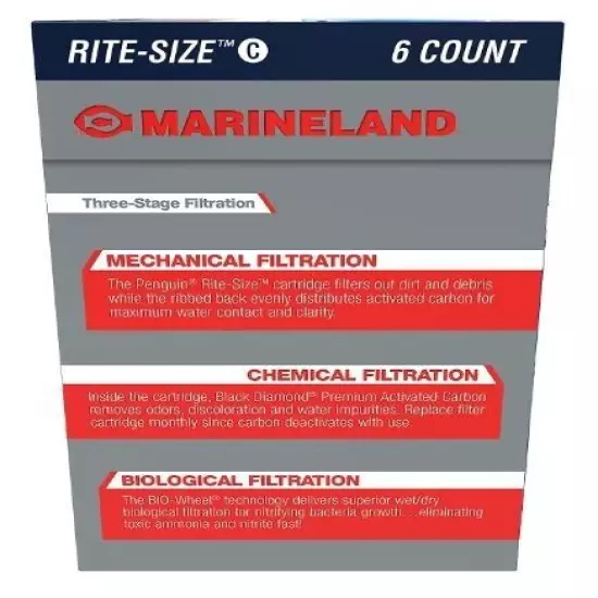 MARINELAND RITE SIZE C CARTRIDGE 6 PACK PENGUIN BIO-WHEEL 200B 350B 330B 170B