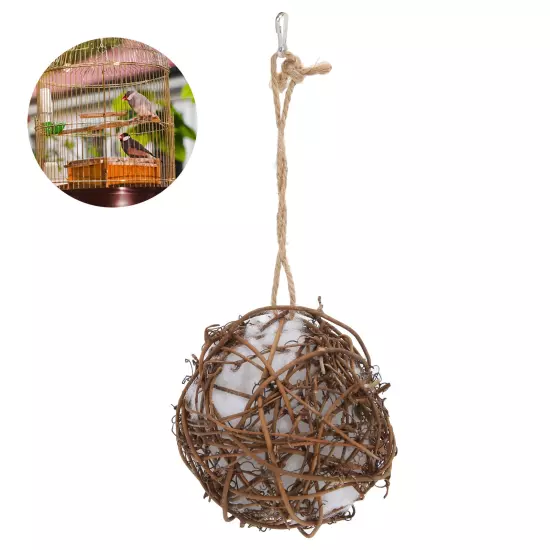 Parrot Rattan Ball Toy With Cotton Durable Parrot Rattan Ball Hanging Toy For