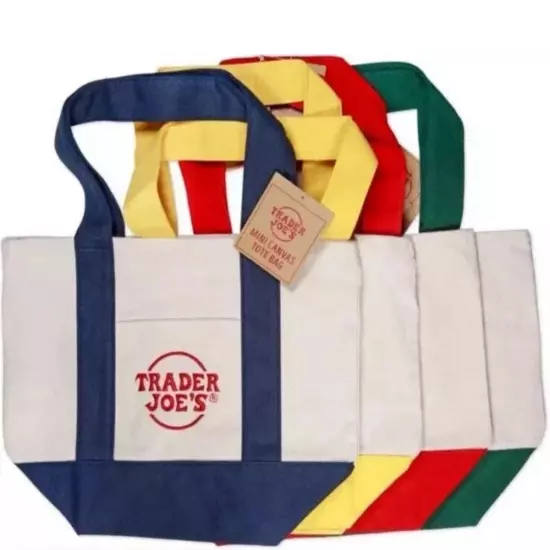 Trader Joe’s Mini Canvas Tote Bag Set Of 4 - ALL COLORS Brand New SOLD OUT