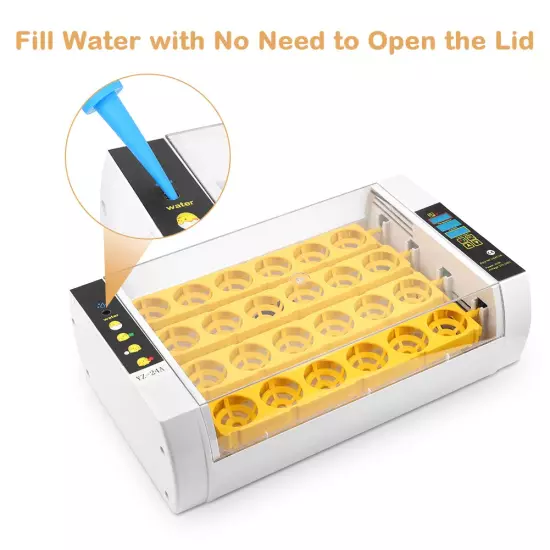 24 Egg Incubator, Automatic Digital Chicken Egg Hatcher Turning Temperature and 