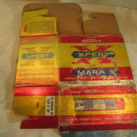 VINTAGE WHITE WESTERN SUPER X MARK 5 SHINY 12 GA CARTRIDGE SHELLS Box Empty