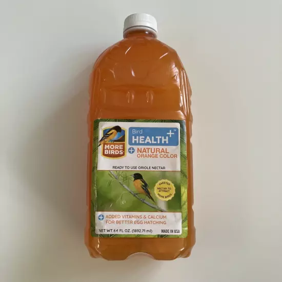 64FL OZ More Birds Health Plus Ready To Use Oriole Nectar Natural Orange