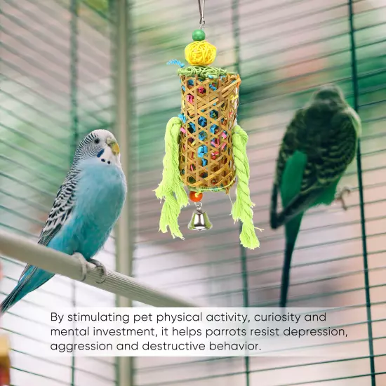 Bamboo Woven Bird Bite Toy Chew Training Paper Silk Cotton Rope Bird Hanging AD5