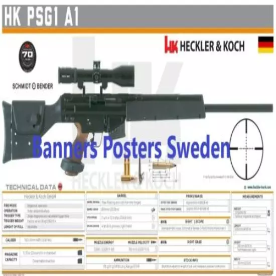 HK PSG1 HECKLER & KOCH Banner 3x5ft Poster Rifle Optics Sniper Gun H&K M531 