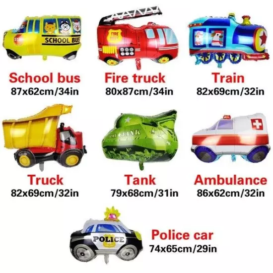 Birthday Sheet Balloon Kids Train Ambulance Truck Party Car 7 Pack