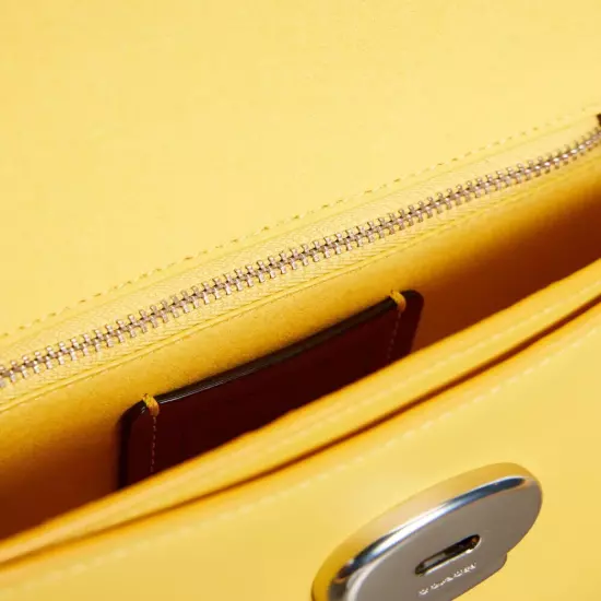 Coach Emmy Saddle Bag 23 - Glovetanned Leather/Silver/Canary ( Origin $395 )