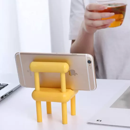 Phone Holder Chair Plastic Carved Modern Multicolor Solid Small Desktop Decor