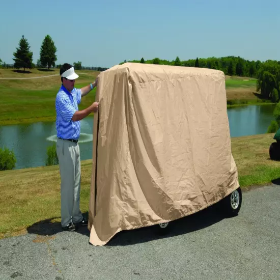 Golf Cart 4 Passenger Deluxe Beige Storage Cover Universal Fit for Extended Tops