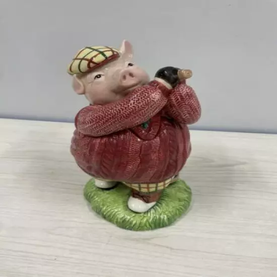 Fitz and Floyd Piggy Golfer Cookie Jar