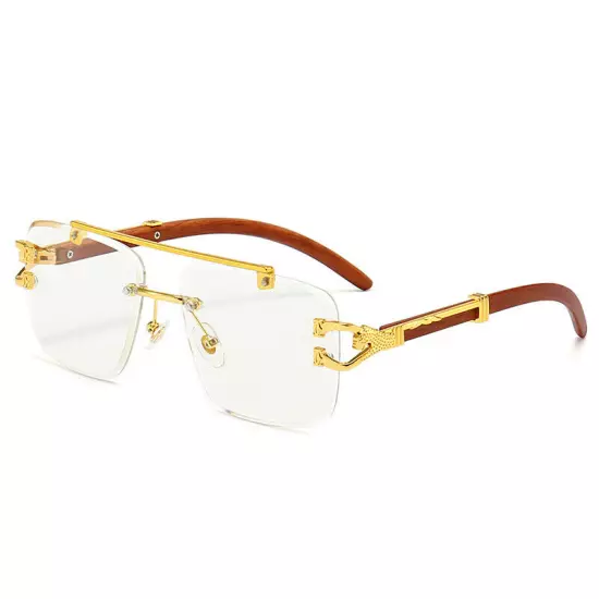 Oversized Pilot Sunglasses Mens Women Luxury Gold Rimless Hip Hop Shades Glasses