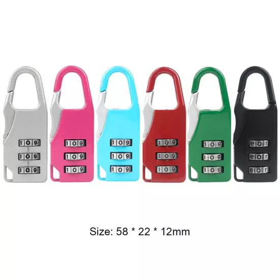 Mini 3 Digit Combination Padlock Zinc Alloy Travel Luggage Lock (Black)