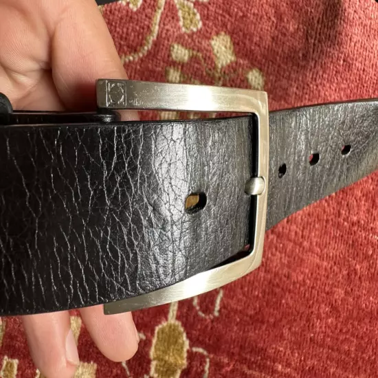 Vtg KENNETH COLE Men's Black Crackled Genuine ITALIAN Leather Belt sz. 40-42