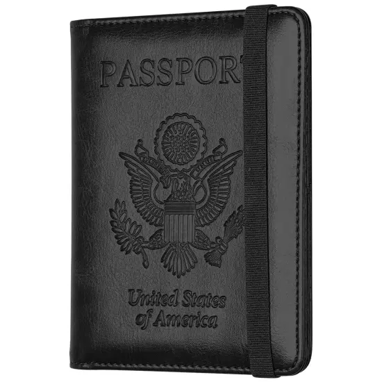 US Passport Holder Leather RFID Blocking Cover Leather Travel Wallet Case Card 