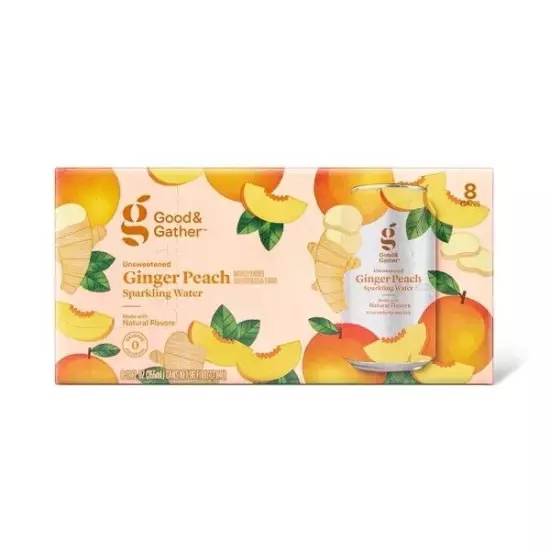 Ginger Peach Sparkling Water - 8pk/12 fl oz Cans - Good & Gather