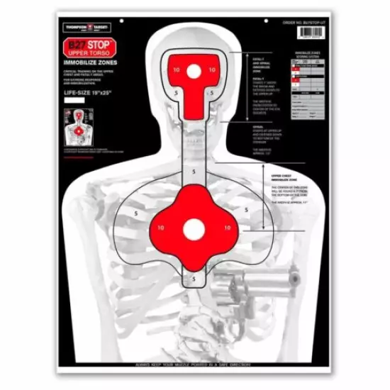 Thompson Target | B27STOP Upper Torso Life-Size Silhouette Targets - 19"x25"