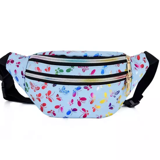 Butterfly Printed Waist Bag Women Fanny Pack Colorful Girls Bum Bag Travel Kids