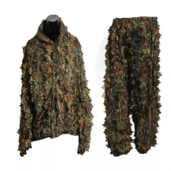 Outdoor Woodland Sniper Ghillie Suit Kit Cloak 3D Leaf Camouflage