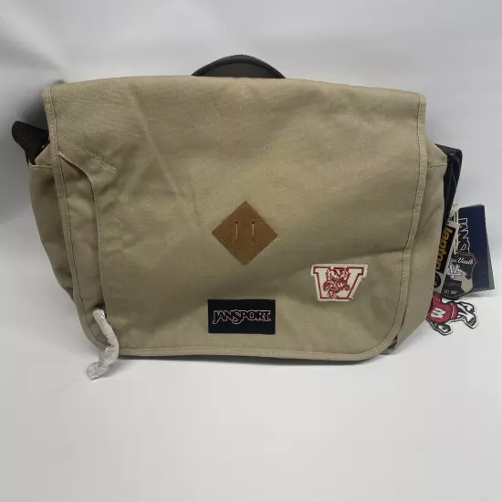 Jansport Crosstalk Messenger Laptop Bag Canvas Embroidered Wisconsin Bucky NWT