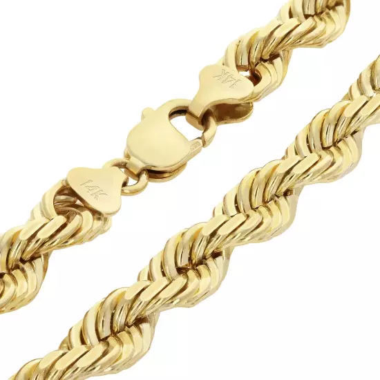 14K Yellow Gold 2mm-10mm D/C Rope Chain Bracelet Mens Women 7" 7.5" 8" 8.5" 9"